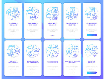Skills for career success blue gradient onboarding mobile app screen set preview picture