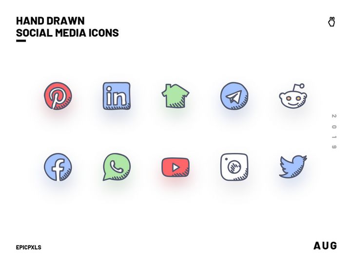Hand-drawn Social Media Icons preview picture