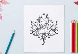 Elegant maple leaf illustration for autumn design. Artistic botanical drawing for seasonal projects.