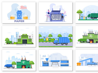 22 Recycle Process Trash Illustration