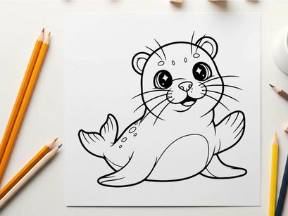 Cute cartoon otter waving happy vector illustration
