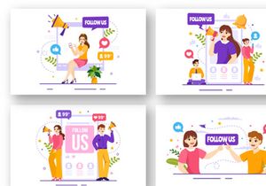 16 Follow Us and Like Illustration