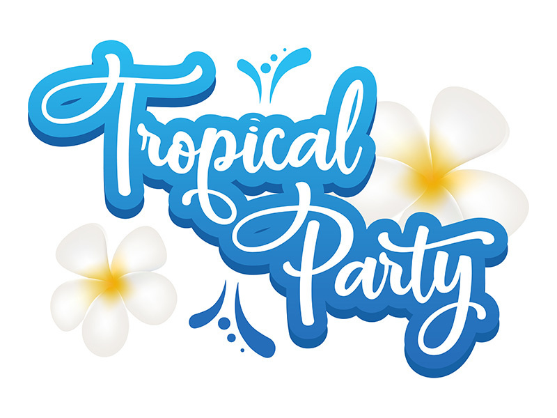 Tropical party flat poster vector template
