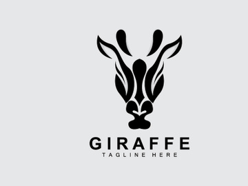 Giraffe Logo Design, Giraffe Head Vector Silhouette, High Neck Animal, Zoo, Tattoo Illustration, Product Brand preview picture