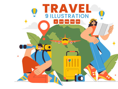 9 Travel and Backpacking Illustration