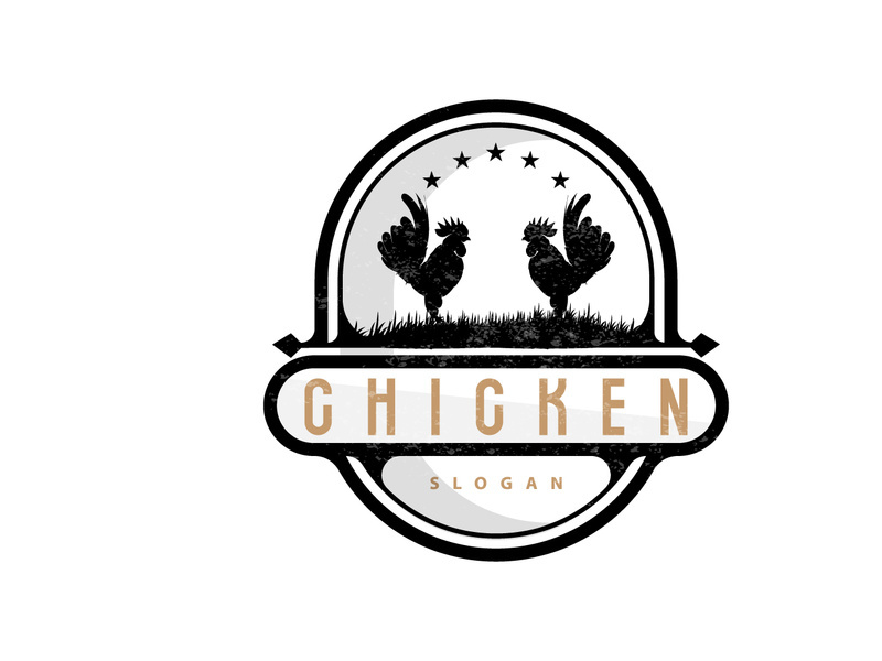 Chicken Logo, For Roast Chicken Restaurant, Farm Vector, Simple Minimalist Design For Restaurant Food Business