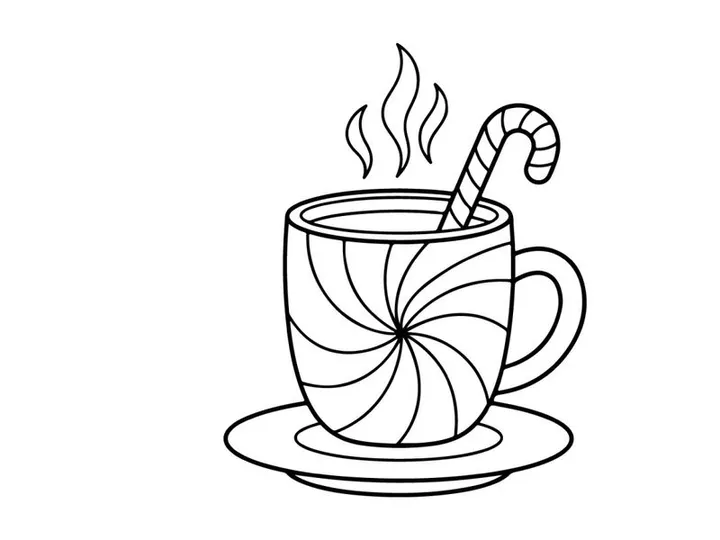 Steaming hot coffee cup with snowflake design for cozy winter Christmas morning celebration
