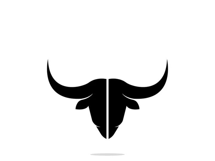 Retro vintage bull head horns logo design.
