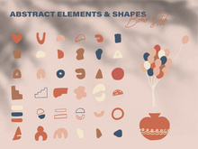 Minimalist abstract nature art shapes boho style. doodle natural concept. Modern hand drawn plant leaf and tropical shape decoration set.