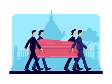 Coffin bearers flat color vector illustration preview picture