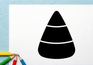 Stylized black and white candy corn icon for Halloween or autumn themes