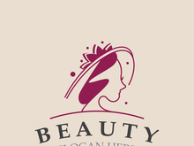 Woman Beauty care logo. Nature face saloon and spa design flat vector