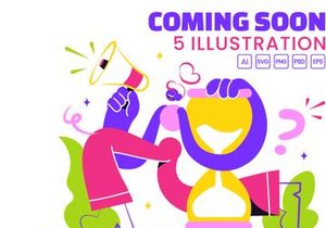 5 Coming Soon Vector Illustration