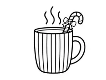 Christmas mug with candy cane line art illustration for holiday greeting card design