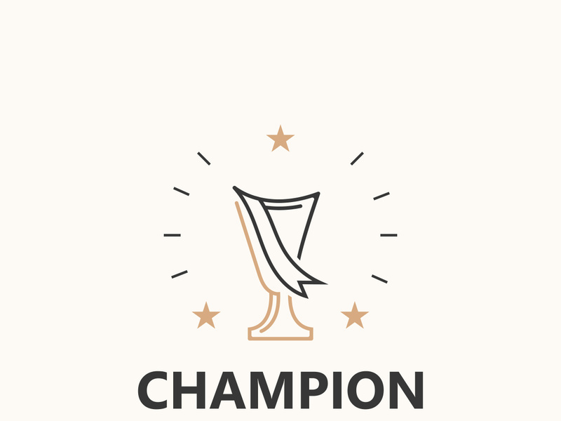 Modern trophy line art logo winner and championship cup design, minimalist simple element