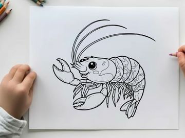 Cute cartoon shrimp swimming vector illustration flat design preview picture