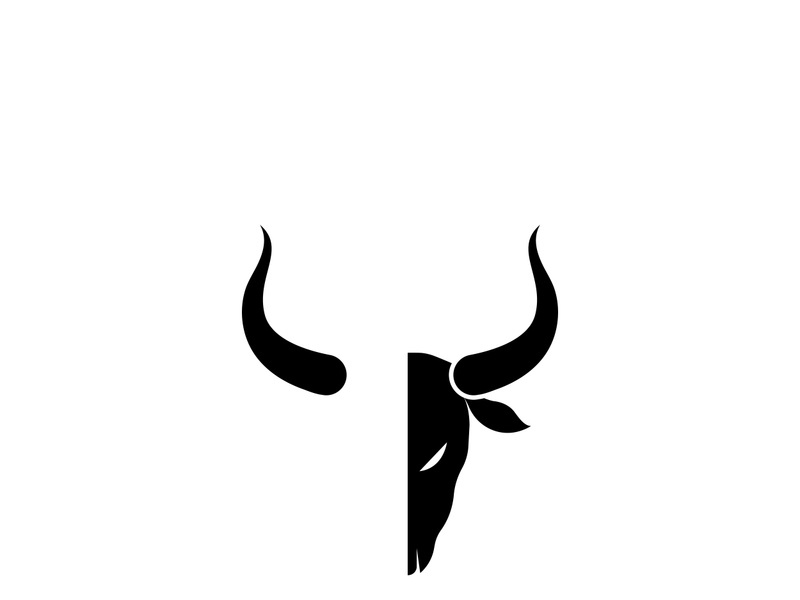 Retro vintage bull head horns logo.