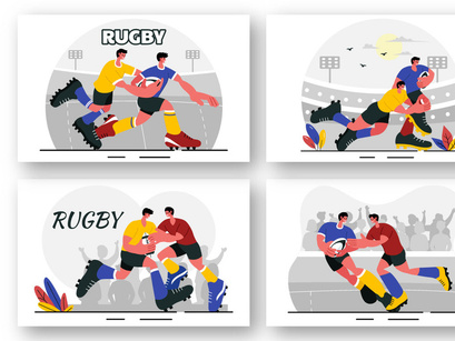 9 Rugby Player Illustration