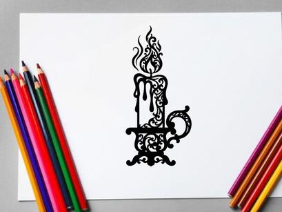 Elegant black wrought iron candle holder with intricate design