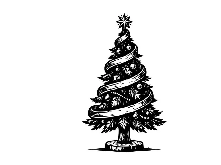 Decorative Christmas Tree Illustration with Star Topper