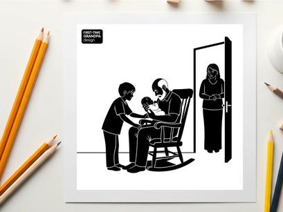 Family silhouette scene with child reading to elderly man