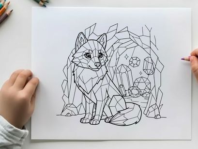 Geometric wolf with diamonds vector illustration flat design