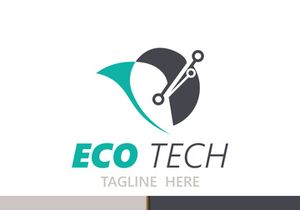 Eco technology business vector design modern. Nature technology logo with leaf and circuit tech minimalist vector illustration
