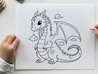 Cute baby dragon breathing smoke vector illustration flat design