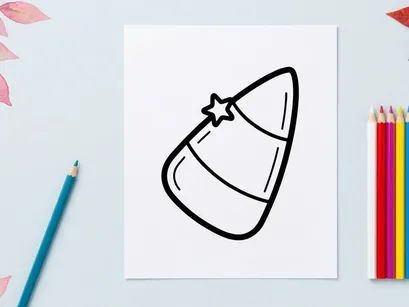 Candy corn doodle icon. Hand drawn Halloween candy illustration for seasonal design.