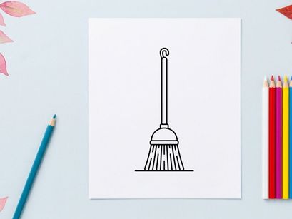 Ícone de vassoura para limpeza. Ilustração vetorial de uma ferramenta doméstica de varrer.