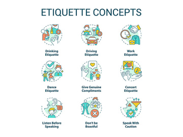 Etiquette concept icons set preview picture