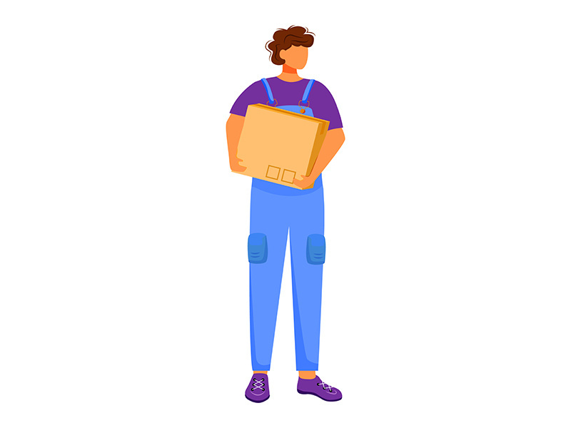Post office male worker flat color vector illustration
