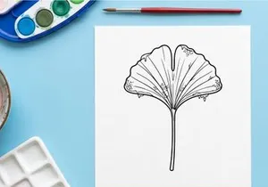 Ilustración Elegante de Hoja de Ginkgo para Diseño Botánico. Elemento Natural Artístico para Marcas Ecológicas