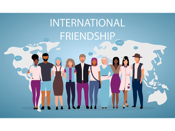 International friendship poster vector template preview picture