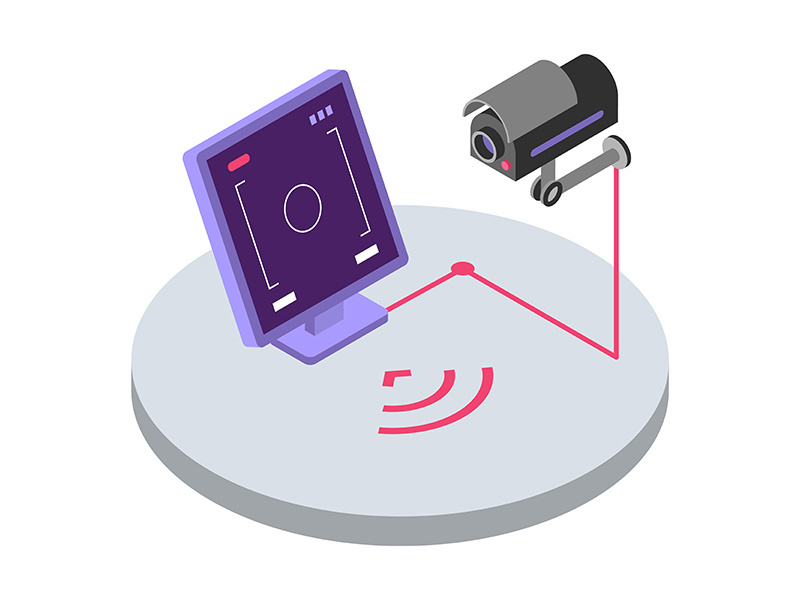 Security system isometric color vector illustration