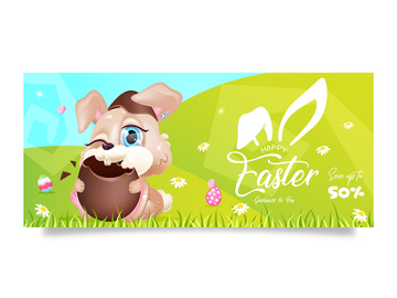 Happy spring Easter flat vector template preview picture