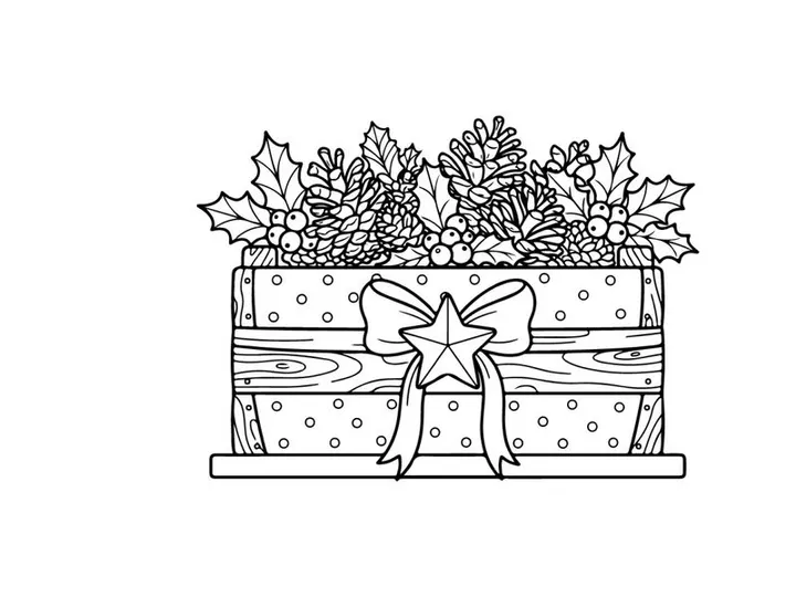 Hand-drawn Christmas nativity scene illustration in cross-shaped niche for festive decor