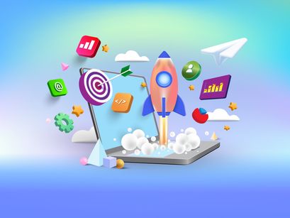 3D Laptop Business Illustration