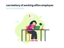 Tired employee by office workload