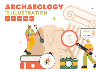 13 Archeology Vector Illustration