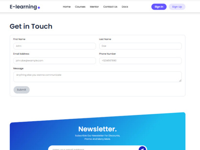 E-learning NextJs Free Landing Page Template