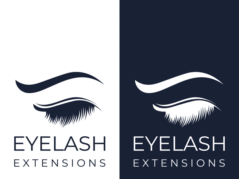 Luxurious and colorful eyelash extension logo.