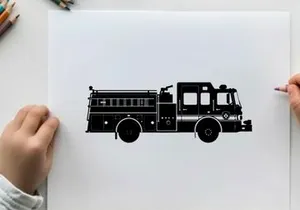 Fire truck silhouette profile view