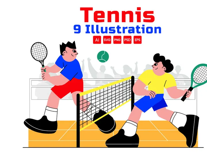 9 Tennis Player Sport Illustration