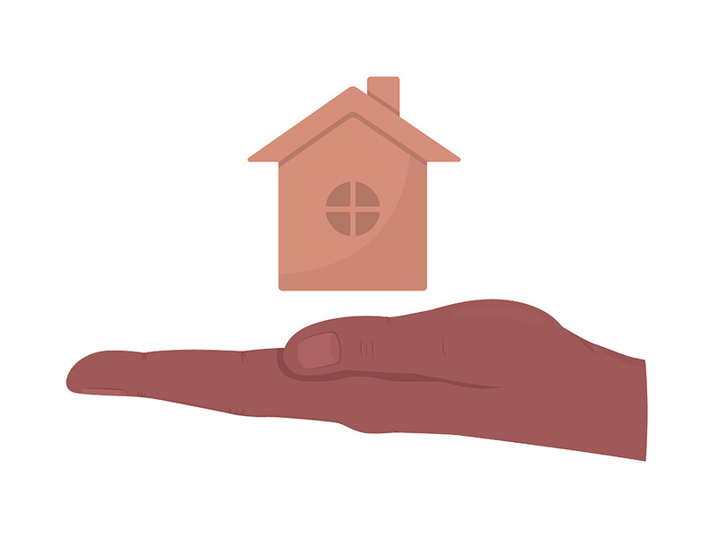 Real estate insurance semi flat color vector hand gesture
