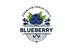 Blueberry Logo, Garden Farm Fresh Fruit Vector