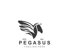 Pegasus horse Logo minimalist, Line art, Modern simple mascot, Mystic premium emblem