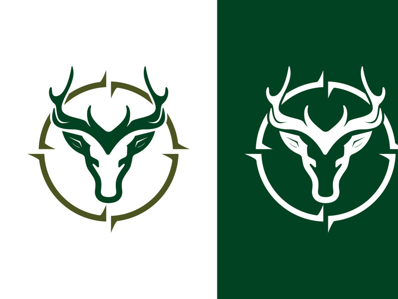 Hunting logo design template, Hunting club, Deer head logo