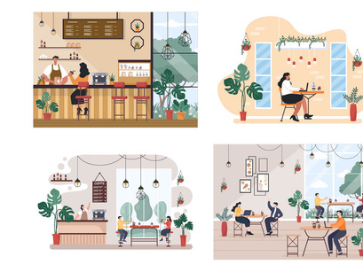 19 Cafe or Coffee Shop Illustration