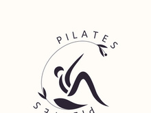 Abstract Pilates Logo, Yoga identity body balance vector monoline Design Template. wellness lifestyle